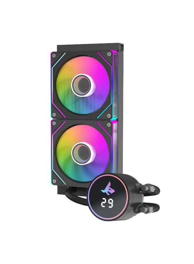 SHARX JAWS 240mm Liquid CPU Cooler with Dual 120mm ARGB Fans, High-Density Aluminum Radiator, Quiet Aluminum Pump, 250W TDP Support, Intel & AMD Compatible, Black - Image 3